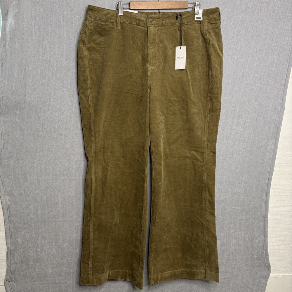 Judy Blue Retro Wide Leg Corduroy Pants Women Size 20W Olive Green NEW Boho